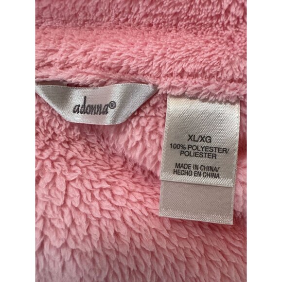 Adonna Pink Fleece Zip-Up Long Robe XL Full-Length Cozy Loungewear - Picture 6 of 16